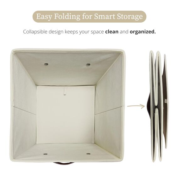 DECOMOMO Aufbewahrungskorb, 33x38x33 cm, Würfel, Organizer und Aufbewahrungskörbe mit Griffen für Kallax-Regale, Wohnzimmer, Spielzeug, Kleidung (Beige, 4 Stück)