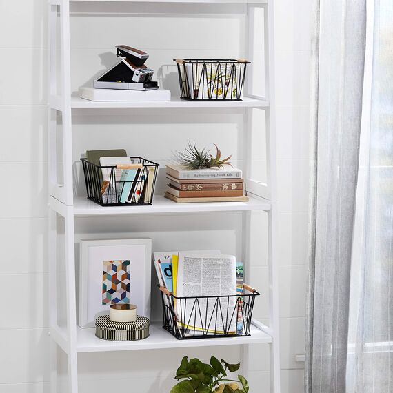 Amazon Basics Aufbewahrungskörbe Rechteckig aus Draht, 3 Stück, Standard, Schwarz