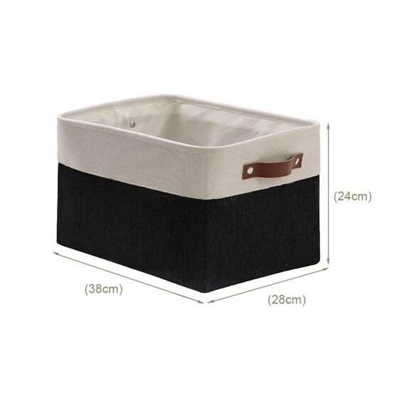 DECOMOMO faltbare Aufbewahrungskorb | robuster Stoffkorb mit Griffen für die Organisation von Regal, Kinderzimmer, Spielzeug, Schrank (Schwarz und Weiß, groß–3 Stück)