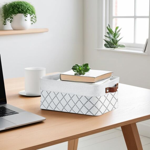 DECOMOMO Faltbarer Aufbewahrungskorb aus robustem kationischem Stoff, würfelförmig, mit Griffen, für die Organisation von Regal, Kinderzimmer, Zuhause, klein, 30x20x15 cm) – 6 Stück