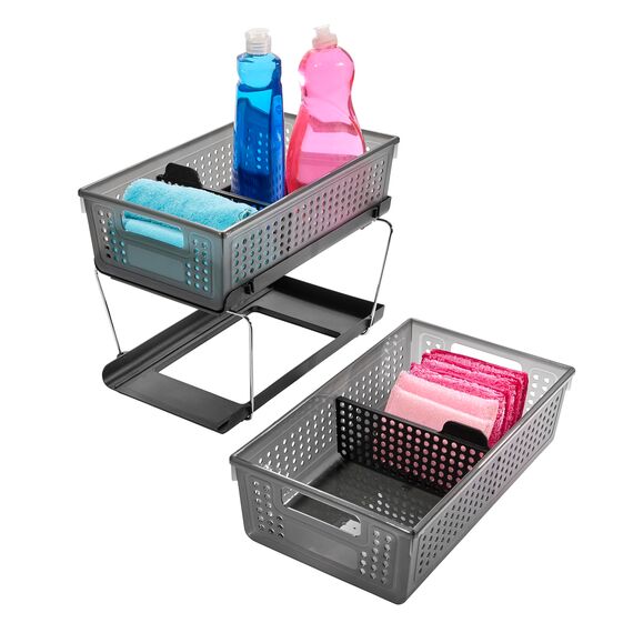 madesmart 29891 2-stöckiger 2-Tier Organizer, Plastic, Carbon