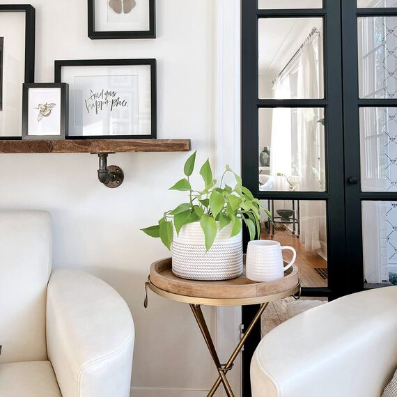 INDRESSME Kleiner Aufbewahrungskorb Geflochten aus Baumwoll für Handtücher im Kinderzimmer Regalkorb im Büro, D24 x H18 cm