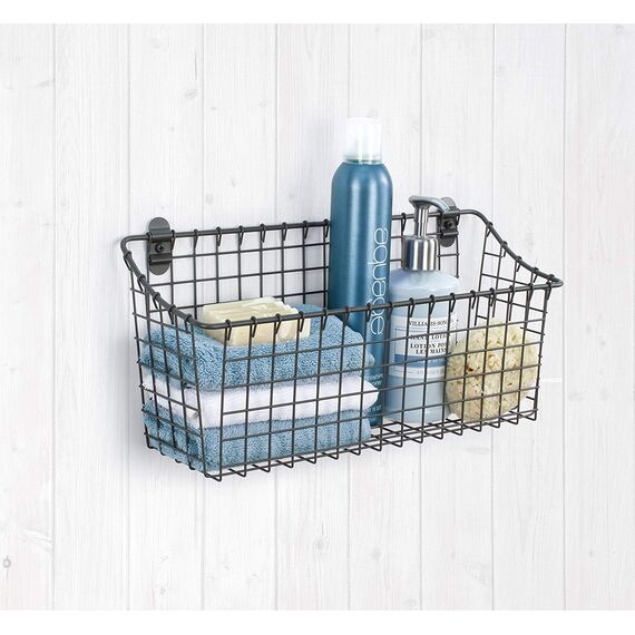 Spectrum Diversified Extra großer Vintage-Schrank und Wandkorb zur Aufbewahrung und Organisation, rustikale Bauernhaus-Dekoration, stabiler Stahldraht-Aufbewahrungskorb