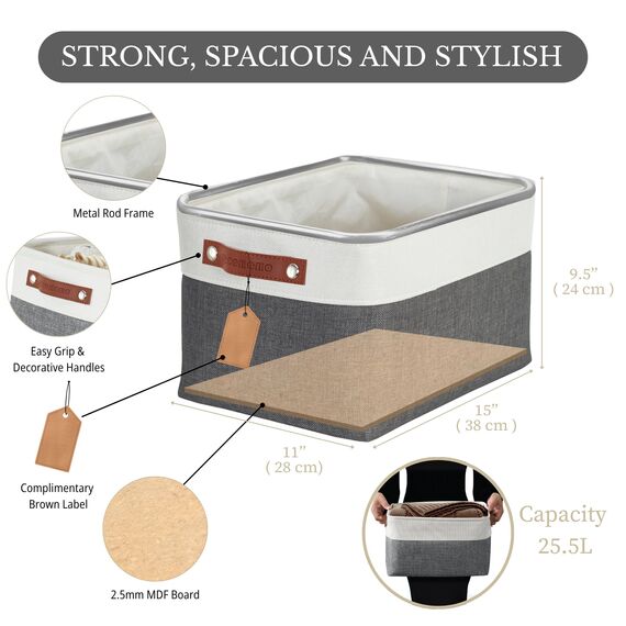 DECOMOMO Aufbewahrungsbehälter aus Stoff mit Griffen, Aufbewahrungskorb für Regale, zum Organisieren von Schrank, Regal, Kinderzimmer, Spielzeug, dekorative Schrankorganisation aus Leinen,