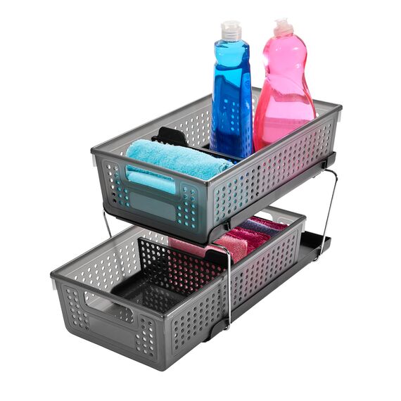 madesmart 29891 2-stöckiger 2-Tier Organizer, Plastic, Carbon