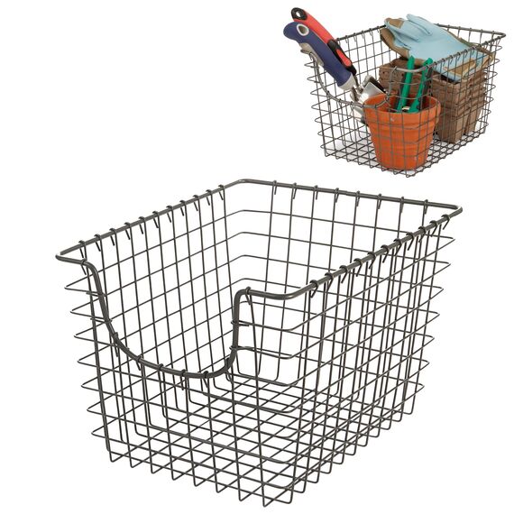 Spectrum Diversified Wire Basket for Organizing Stabiler Aufbewahrungskorb aus Draht für Küche, Regal, Schrank, Bad, Garage und mehr, Legierter Stahl, Industrial Grey, Small