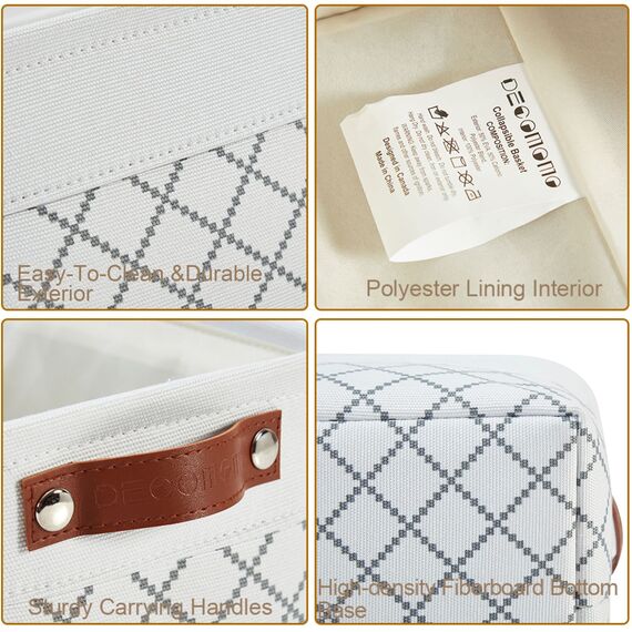 DECOMOMO Faltbarer Aufbewahrungskorb aus robustem kationischem Stoff, würfelförmig, mit Griffen, für die Organisation von Regal, Kinderzimmer, Zuhause, klein, 30x20x15 cm) – 6 Stück