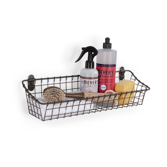 Spectrum Diversified Wandkorb im Vintage-Stil, rustikale Bauernhaus-Dekoration, stabiler Stahldraht, mittelgroß, Industriegrau