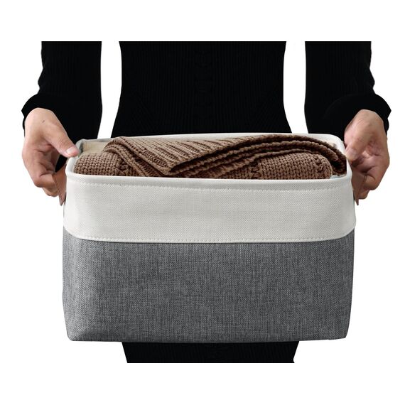 DECOMOMO Aufbewahrungsbehälter aus Stoff mit Griffen, Aufbewahrungskorb für Regale, zum Organisieren von Schrank, Regal, Kinderzimmer, Spielzeug, dekorative Schrankorganisation aus Leinen,