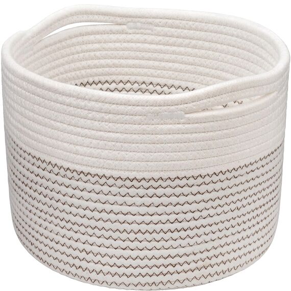 INDRESSME Kleiner Aufbewahrungskorb Geflochten aus Baumwoll für Handtücher im Kinderzimmer Regalkorb im Büro, D24 x H18 cm