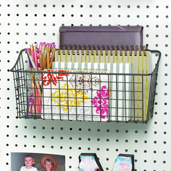 Spectrum Diversified 38,1 x 12,7 x 17,8 cm Stecktafel und Wandmontagekorb Montagekorb, Stahl, Industrial Grey, 15" L W