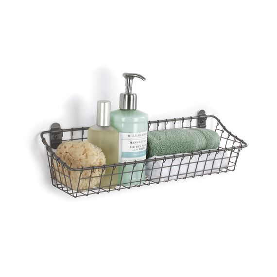 Spectrum Diversified Wandkorb im Vintage-Stil, rustikale Bauernhaus-Dekoration, stabiler Stahldraht, mittelgroß, Industriegrau