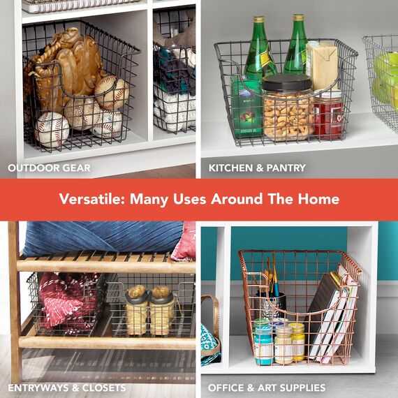 Spectrum Diversified Wire Basket for Organizing Stabiler Aufbewahrungskorb aus Draht für Küche, Regal, Schrank, Bad, Garage und mehr, Legierter Stahl, Industrial Grey, Small