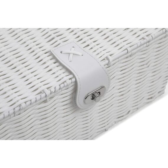 ARPAN Aufbewahrungskorb, mittelgroß, Kunstharz, gewebt, mit Deckel und Schloss, Weiß