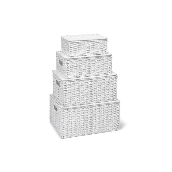 ARPAN Aufbewahrungskorb mit Deckel und Tragegriffen für einfaches Tragen – praktische Aufbewahrungsbox für Mehrzweckzwecke, Metall, weiß, X, Large, Medium, Small