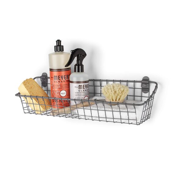 Spectrum Diversified Wandkorb im Vintage-Stil, rustikale Bauernhaus-Dekoration, stabiler Stahldraht, mittelgroß, Industriegrau