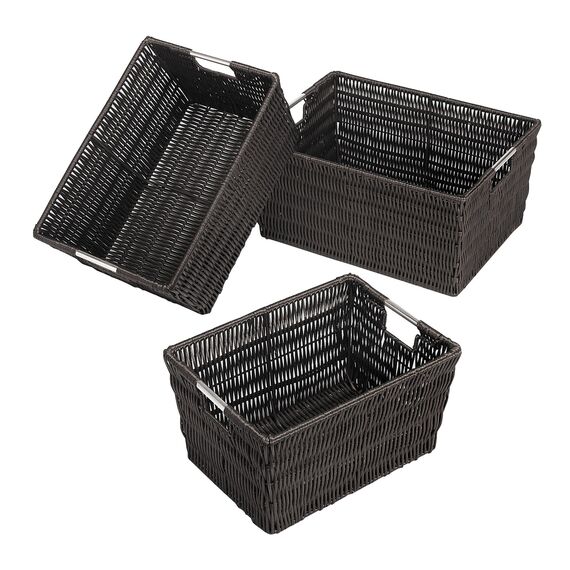 Whitmor Rattan-Aufbewahrungskörbe, 3-teiliges Set, Espresso