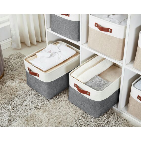 DECOMOMO Aufbewahrungsbehälter aus Stoff mit Griffen, Aufbewahrungskorb für Regale, zum Organisieren von Schrank, Regal, Kinderzimmer, Spielzeug, dekorative Schrankorganisation aus Leinen,