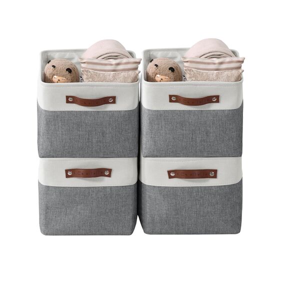 DECOMOMO Aufbewahrungsbehälter aus Stoff mit Griffen, Aufbewahrungskorb für Regale, zum Organisieren von Schrank, Regal, Kinderzimmer, Spielzeug, dekorative Schrankorganisation aus Leinen,