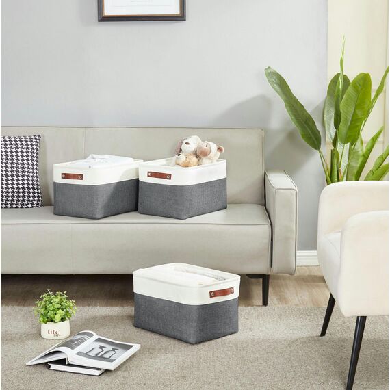 DECOMOMO Aufbewahrungsbehälter aus Stoff mit Griffen, Aufbewahrungskorb für Regale, zum Organisieren von Schrank, Regal, Kinderzimmer, Spielzeug, dekorative Schrankorganisation aus Leinen,