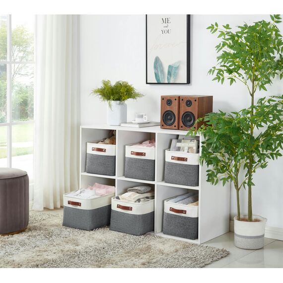 DECOMOMO Aufbewahrungsbehälter aus Stoff mit Griffen, Aufbewahrungskorb für Regale, zum Organisieren von Schrank, Regal, Kinderzimmer, Spielzeug, dekorative Schrankorganisation aus Leinen,