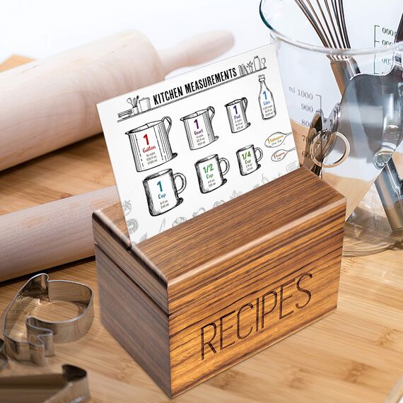 Apace Living Rezeptbox mit Karten und Trennwänden von Apace - Vintage Style Holz 4x6 Rezepthalter Kartenbox - Exklusiv Premier Collection - Für 240 Karten (Zebrano)