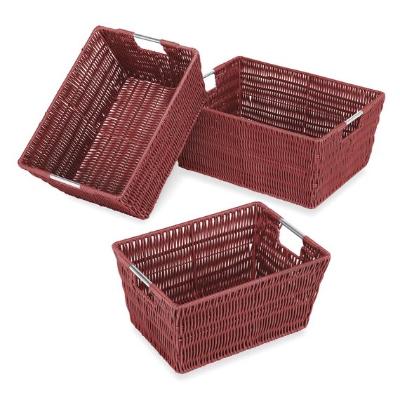 Whitmor Rattan-Aufbewahrungskörbe, 3-teiliges Set, Rot