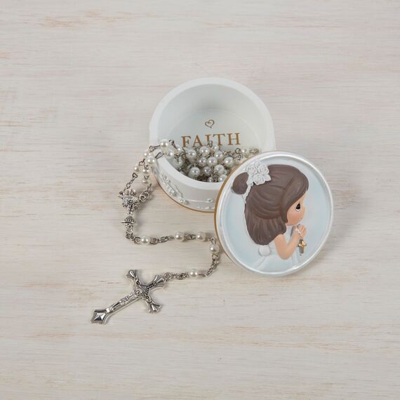 Precious Moments 202428 Faith is The Light That Guides You Girl Harzbox mit Rosenkranz, Einheitsgröße, mehrfarbig