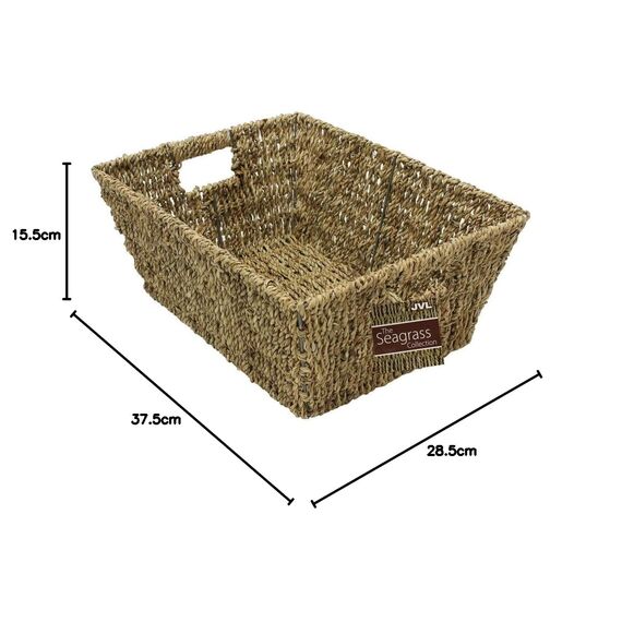JVL Rechteckiger Aufbewahrungskorb aus Seegras 37,5x28,5x15,5 cm