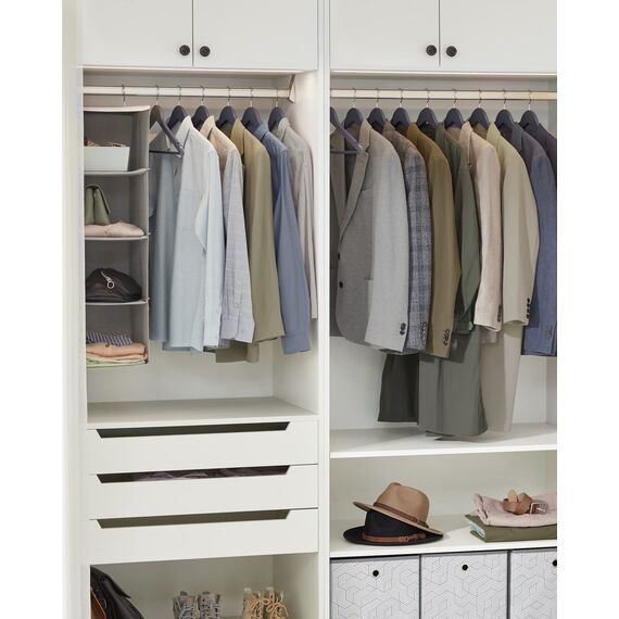 SONGMICS Kleiderbügel Holz, 20er Set, Bügel aus Massivholz, Einkerbungen im Schulterbereich, Rutschfester Hosensteg, um 360° drehbarer Haken, für Anzüge, Hemden, grau-silbern CRW001G01