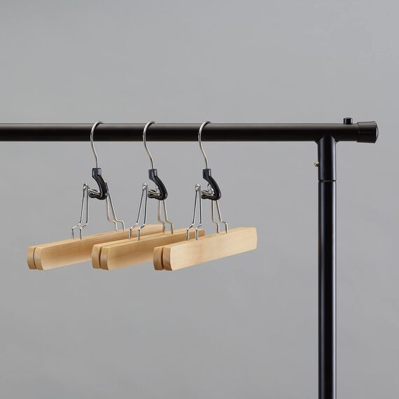 Amazon Basics Holzkleiderbügel für Hosen, Natur, 10er-Pack, Natural, 25x16.5 cm