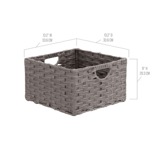 Seville Classics Premium handgewebter tragbarer Wäschekorb mit Tragegriffen, Haushaltsaufbewahrung für Kleidung, Bettwäsche, Laken, Grau, rechteckig (2er-Pack)