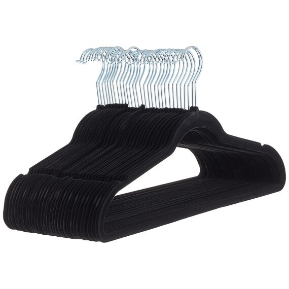 Amazon Basics Samtbügel für Anzüge, 30er-Pack, Schwarz