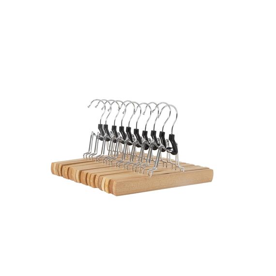 Amazon Basics Holzkleiderbügel für Hosen, Natur, 10er-Pack, Natural, 25x16.5 cm