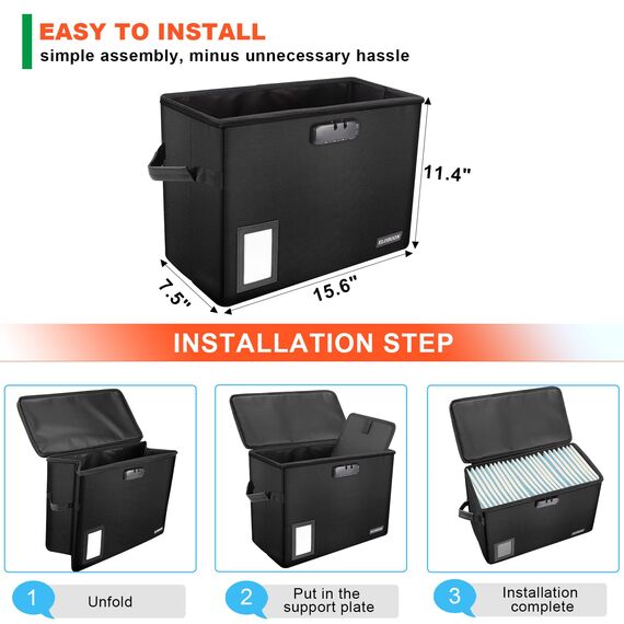 ELOBOON Comic Book Aufbewahrungsbox, Feuerfest und Staubdicht, Schwarz, 1-Pack