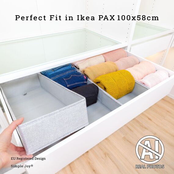 SIMPLE JOY® PAX100 FileFolding Box für IKEA Pax Kleiderschrank; DAS ORIGINAL; passgenau; Stabiler Boden; Schubladen Ordnungssystem, 4er Set
