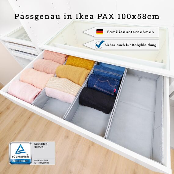SIMPLE JOY® PAX100 FileFolding Box für IKEA Pax Kleiderschrank; DAS ORIGINAL; passgenau; Stabiler Boden; Schubladen Ordnungssystem, 4er Set
