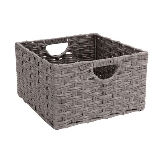 Seville Classics Premium handgewebter tragbarer Wäschekorb mit Tragegriffen, Haushaltsaufbewahrung für Kleidung, Bettwäsche, Laken, Grau, rechteckig (2er-Pack)