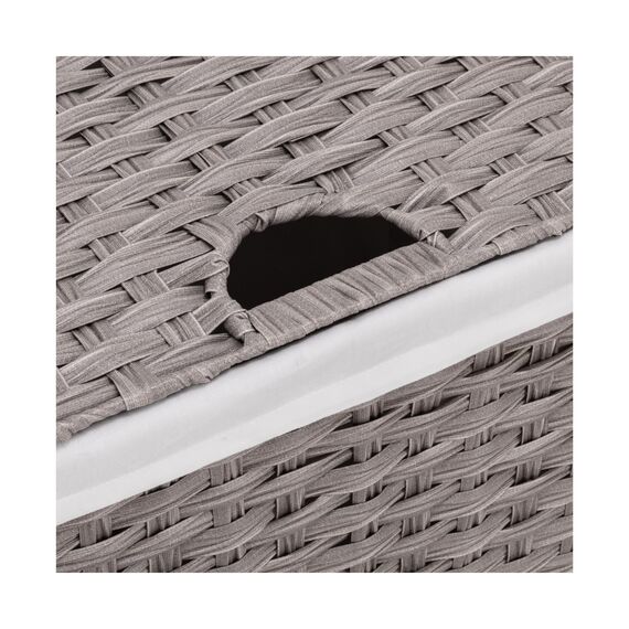 Seville Classics Premium handgewebter tragbarer Wäschekorb mit Tragegriffen, Haushaltsaufbewahrung für Kleidung, Bettwäsche, Laken, Grau, rechteckiger Korb