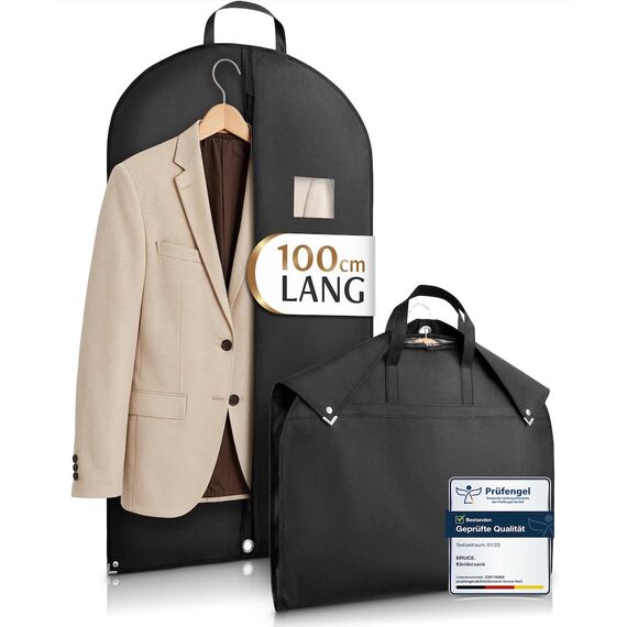 Bruce.® Kleidersack Kurz 100x60cm – Atmungsaktive Kleiderhülle für Anzug, Jacke & Hemd – 120 GSM Materialstärke – Anzugtasche für Reisen & Aufbewahrung - Kleidersäcke herren