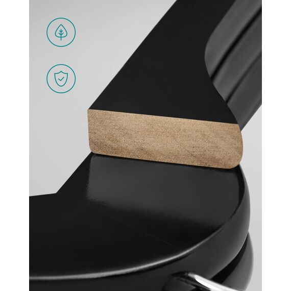 SONGMICS Kleiderbügel Holz, 50er Set, Bügel aus Massivholz, Einkerbungen im Schulterbereich, Rutschfester Hosensteg, um 360° drehbarer Haken, für Anzüge, Hemden, schwarz-silbern CRW02B-50