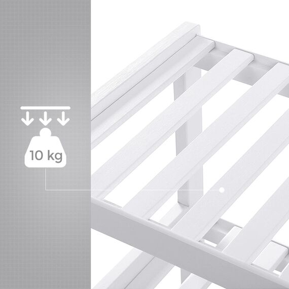 SONGMICS Schuhregal aus Bambus, Schuhablage mit 3 Ebenen, Schuh-Organizer, Regal für Schuhe, Pflanzen, Bücher, Wohnzimmer, Flur, Schlafzimmer, Badezimmer, 26 x 70 x 55 cm, weiß LBS13W