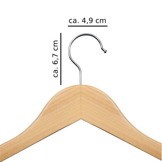 VonBueren 20 x Kleiderbügel Holz | 44,5 x 22 cm je Bügel/Holzbügel | Holzkleiderbügel | 360 Grad drehbar
