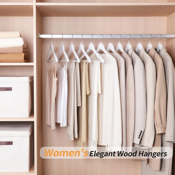 Amazon Basics Holz-Kleiderbügel für Anzüge, 10er-Pack, Weiß, 44x22 cm