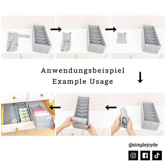 SIMPLE JOY® HEMNES DOUBLE Organizer für ikea HEMNES 160cm Doppelkommode, Schadstoffgeprüft, DAS ORIGINAL; passgenau; Schubladen Ordnungssystem sicher für Babykleidung, Wickelbedarf; 8er Set