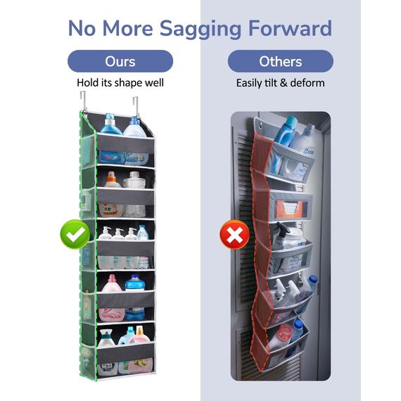 ULG Tür-Organizer, 1 Pack, 5 große Taschen, 10 Mesh-Seitentaschen, 20 kg Tragkraft, für Spielzeug, Schuhe, Windeln, Dunkelgrau