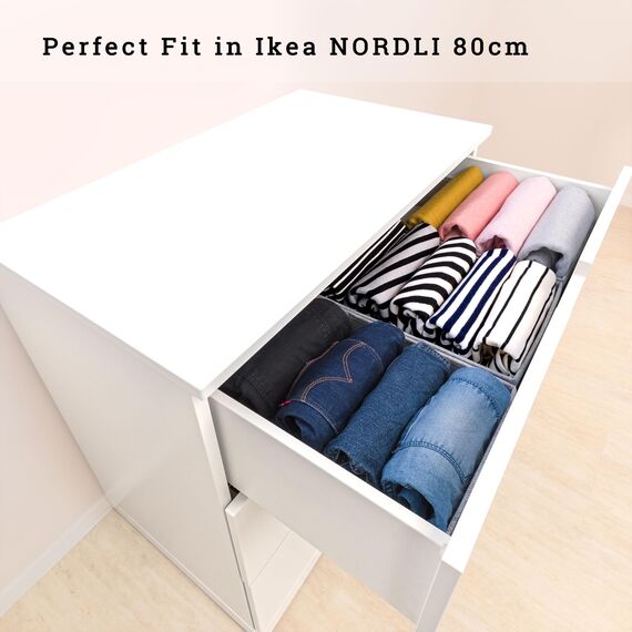 SIMPLE JOY® NORDLI Box für ikea Kommode; DAS ORIGINAL; passgenau; Stabiler Boden; Schubladen Ordnungssystem, für T-Shirts, Kinderkleidung, Spielzeug; Wickelkommode-Organizer, 3er Set