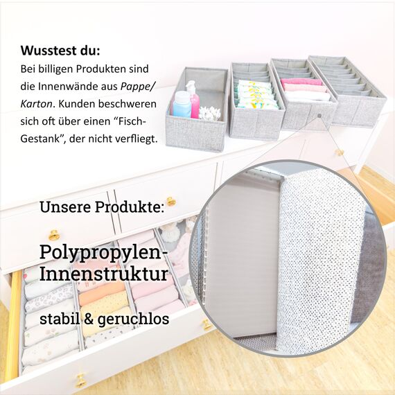 SIMPLE JOY® HEMNES DOUBLE Organizer für ikea HEMNES 160cm Doppelkommode, Schadstoffgeprüft, DAS ORIGINAL; passgenau; Schubladen Ordnungssystem sicher für Babykleidung, Wickelbedarf; 8er Set