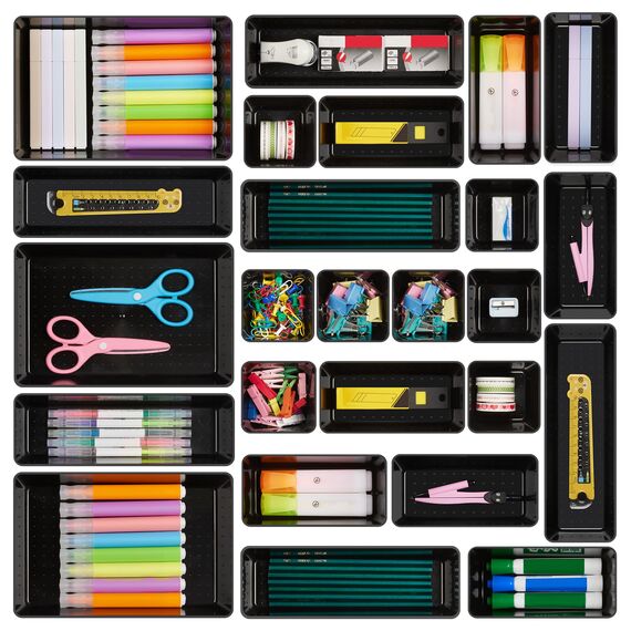 Vtopmart 25 Stücke Schubladen Organizer mit 4 Größen, Make up Ordnungssystem, Schminktisch Organizer Einsetzbar für Büro, Werkzeugraum