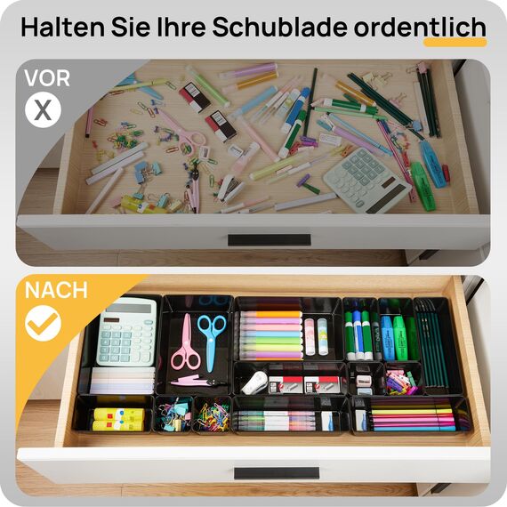 Vtopmart 25 Stücke Schubladen Organizer mit 4 Größen, Make up Ordnungssystem, Schminktisch Organizer Einsetzbar für Büro, Werkzeugraum